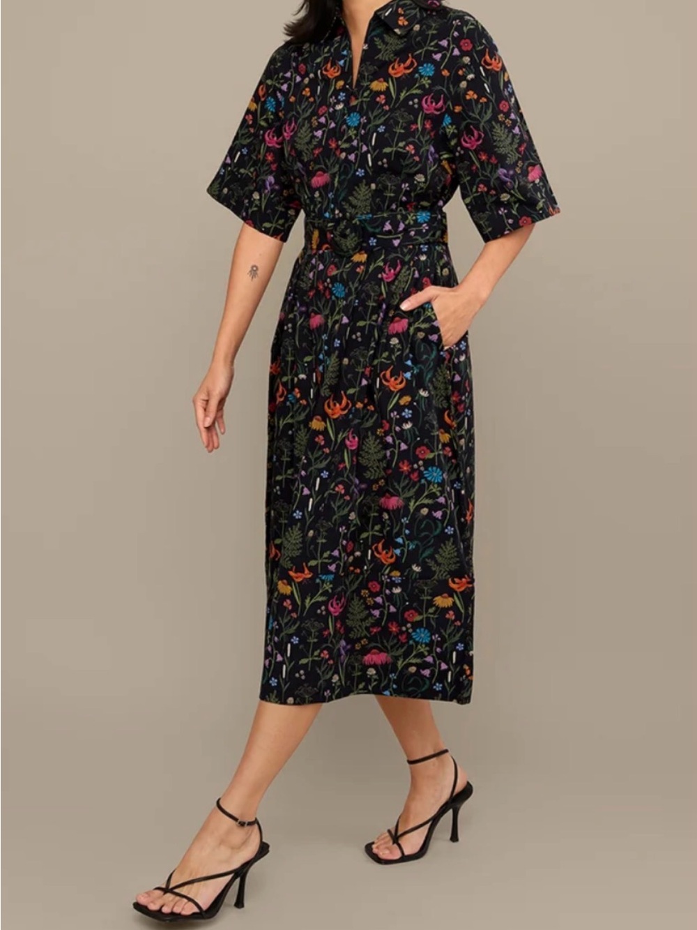 Mixed By Nasrin Rachel Flora Floral Black Dress M